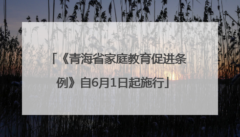 《青海省家庭教育促进条例》自6月1日起施行