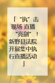 “执”击现场 直播“亮剑”！新野县法院开展集中执行直播活动
