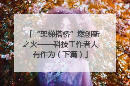 “架梯搭桥”燃创新之火——科技工作者大有作为（下篇）