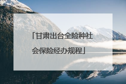 甘肃出台全险种社会保险经办规程
