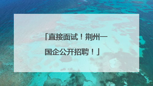 直接面试！荆州一国企公开招聘！