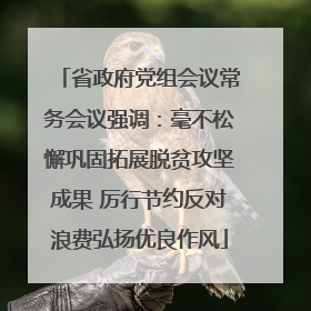 省政府党组会议常务会议强调：毫不松懈巩固拓展脱贫攻坚成果 厉行节约反对浪费弘扬优良作风
