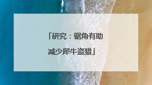 研究：锯角有助减少犀牛盗猎