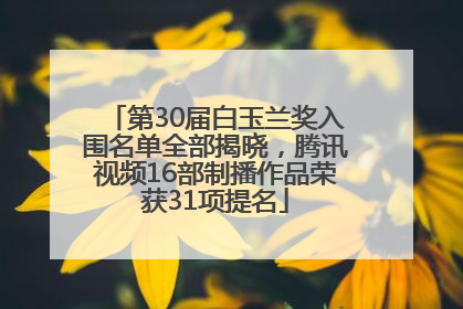 第30届白玉兰奖入围名单全部揭晓，腾讯视频16部制播作品荣获31项提名