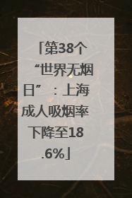 第38个“世界无烟日”：上海成人吸烟率下降至18.6%