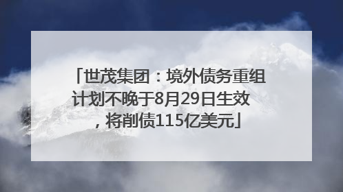 世茂集团：境外债务重组计划不晚于8月29日生效，将削债115亿美元