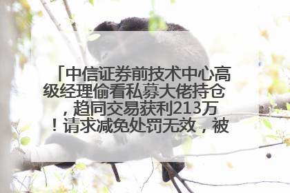 中信证券前技术中心高级经理偷看私募大佬持仓，趋同交易获利213万！请求减免处罚无效，被罚没426万