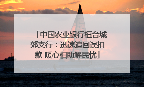 中国农业银行桓台城郊支行：迅速追回误扣款 暖心相助解民忧