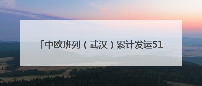 中欧班列（武汉）累计发运510列，提前完成半年发运目标