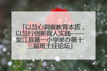 以慧心洞察教育本质，以慧行创新育人实践——望江县第一小学举办第十三届班主任论坛