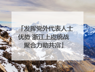发挥党外代表人士优势 浙江上虞统战聚合力助共富