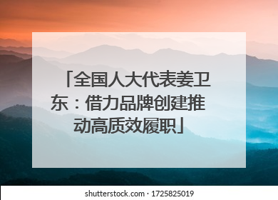 全国人大代表姜卫东：借力品牌创建推动高质效履职