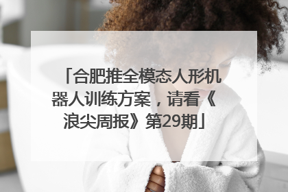 合肥推全模态人形机器人训练方案，请看《浪尖周报》第29期