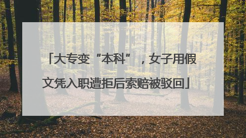 大专变“本科”，女子用假文凭入职遭拒后索赔被驳回