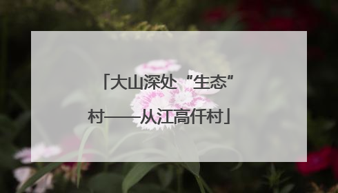 大山深处“生态”村——从江高仟村