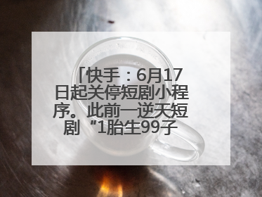 快手：6月17日起关停短剧小程序。此前一逆天短剧“1胎生99子”被全网下架