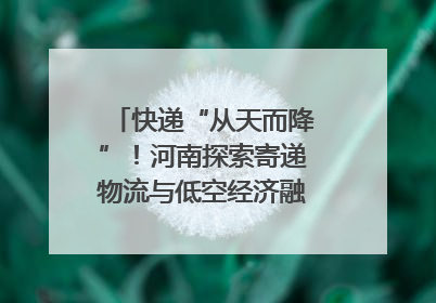 快递“从天而降”！河南探索寄递物流与低空经济融合发展｜一线