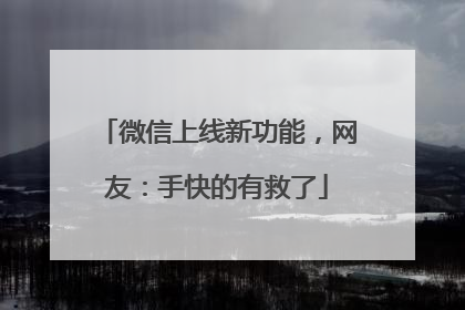 微信上线新功能，网友：手快的有救了
