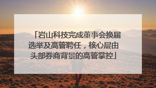 岩山科技完成董事会换届选举及高管聘任，核心层由头部券商背景的高管掌控