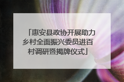 惠安县政协开展助力乡村全面振兴委员进百村调研暨揭牌仪式