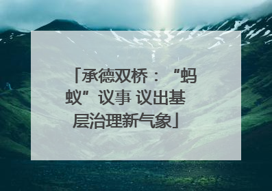 承德双桥：“蚂蚁”议事 议出基层治理新气象