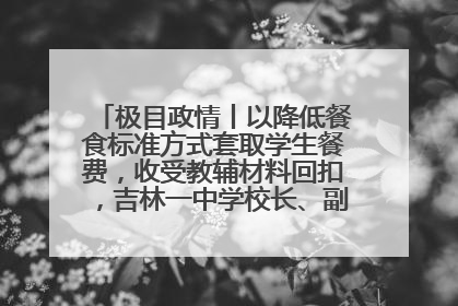 极目政情丨以降低餐食标准方式套取学生餐费，收受教辅材料回扣，吉林一中学校长、副校长均被“双开”
