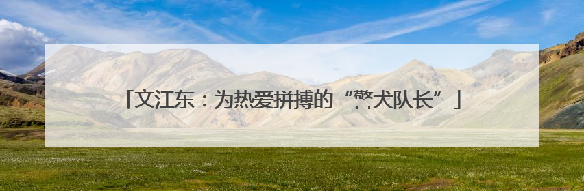 文江东：为热爱拼搏的“警犬队长”