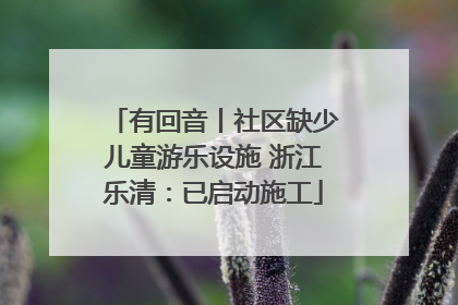 有回音丨社区缺少儿童游乐设施 浙江乐清：已启动施工