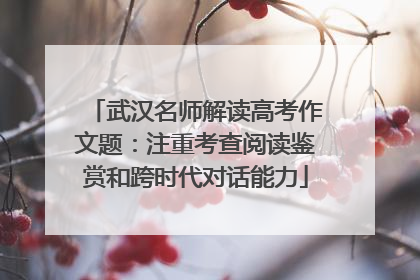 武汉名师解读高考作文题：注重考查阅读鉴赏和跨时代对话能力