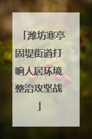 潍坊寒亭固堤街道打响人居环境整治攻坚战