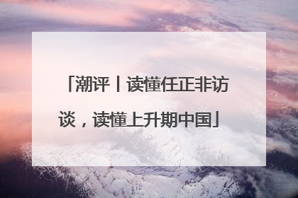 潮评丨读懂任正非访谈，读懂上升期中国