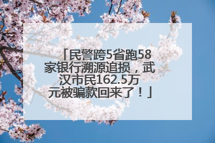 民警跨5省跑58家银行溯源追损，武汉市民162.5万元被骗款回来了！