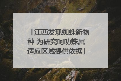 江西发现蜘蛛新物种 为研究呵叻蛛属适应区域提供依据
