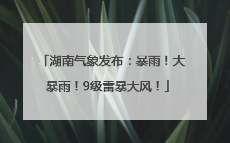 湖南气象发布：暴雨！大暴雨！9级雷暴大风！