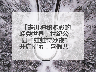 走进神秘多彩的蛙类世界，世纪公园“蛙蛙奇妙夜”开启招募，暑假共18场
