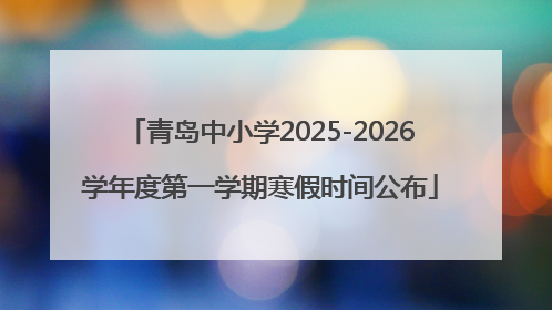 青岛中小学2025-2026学年度第一学期寒假时间公布