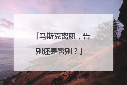 马斯克离职，告别还是暂别？