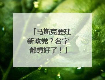 马斯克要建新政党？名字都想好了！