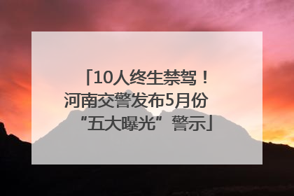 10人终生禁驾！河南交警发布5月份“五大曝光”警示
