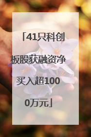 41只科创板股获融资净买入超1000万元