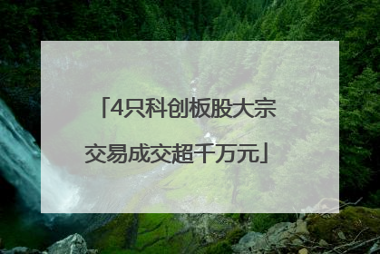 4只科创板股大宗交易成交超千万元